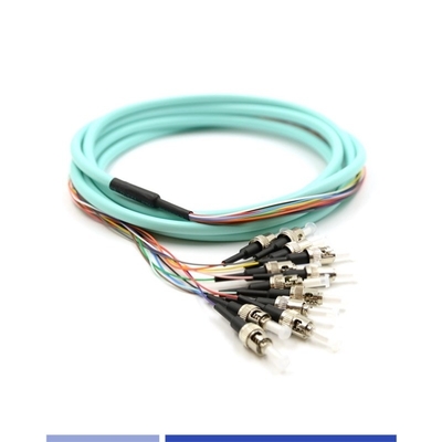 kopen 12 Strand Fiber Optic Pigtail ST UPC OM3 Multimode Fiber Pigtail 50/125 LSZH 3m online vervaardiging