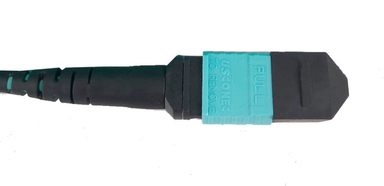 OM4 12 Strand MPO Fiber Patch Cable Vrouwelijke 1m Type B 3.0mm Aqua